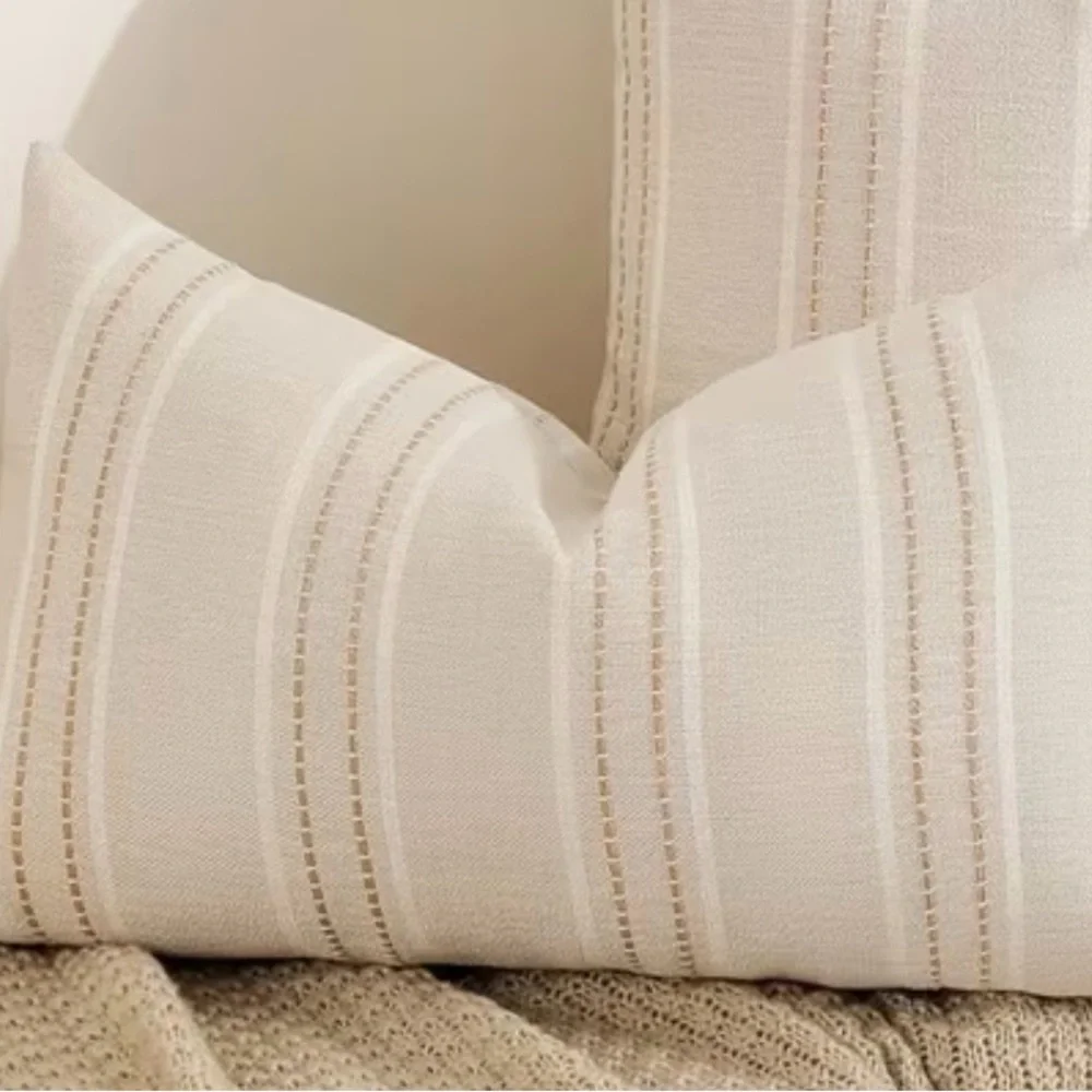 Sophisticated Cream and Tan Striped Accent Pillow cover set  ~ New~